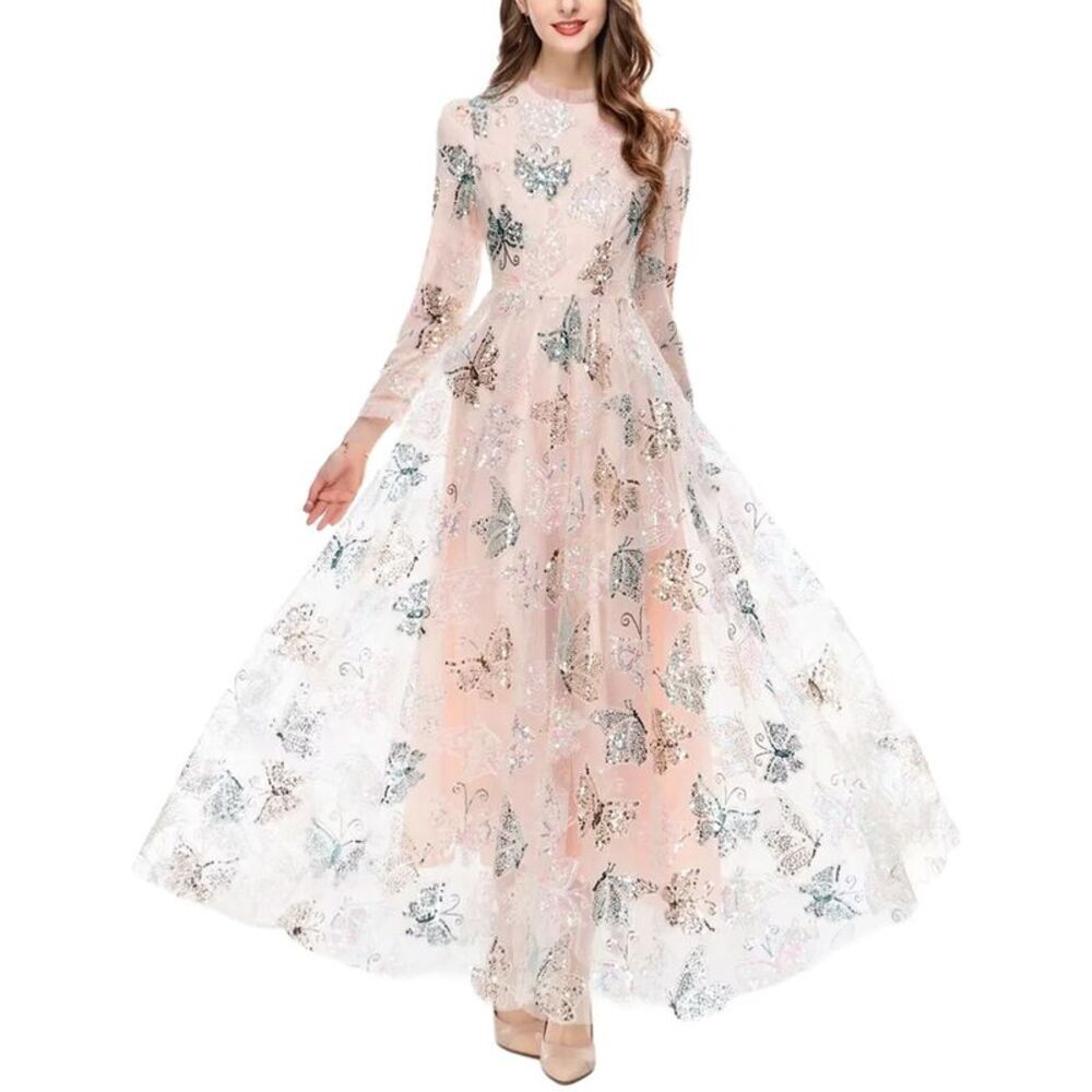 Burryco Womens Long Sleeve Printed Maxi Dress